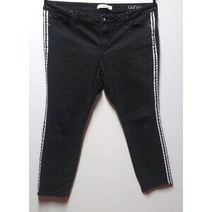 Womens Slink Jeans Ankle Jeggings Sz 20 white stripes curvy Black Stretch denim